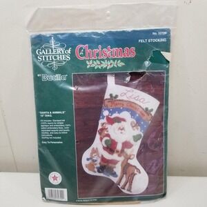 Bucilla Gallery of Stitches Felt Stocking SANTA ANIMALS 32709 Kit Christmas